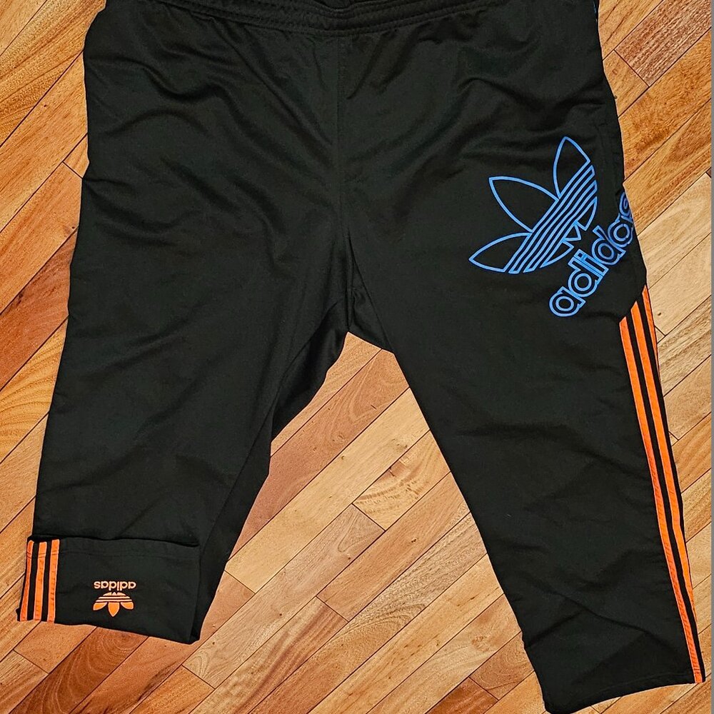 SIZE XXL ADIDAS SPORT ATHLETIC TRACK PANTS JOGGER BLACK ORANGE OUTERWEAR